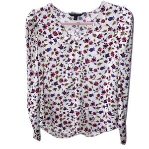 Banana Republic XS puff sleeve pullover vneck blouse EUC A20